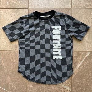 Fortnite boys gray & black short sleeve check design gamer t-shirt